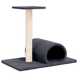 Foto van The living store kattenmeubel - tunnel en platform - 60 x 34.5 x 50 cm - donkergrijs