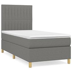 Foto van The living store boxspringbed - donkergrijs - 203 x 90 x 118/128 - pocketvering matras - middelharde ondersteuning -