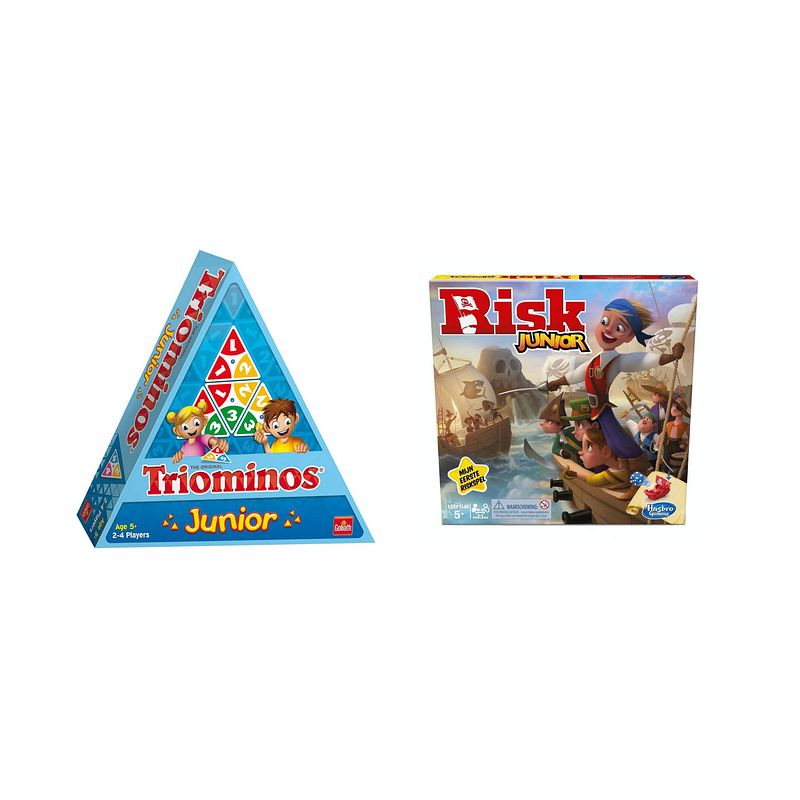 Foto van Spellenset - bordspel - 2 stuks - triominos junior & risk junior