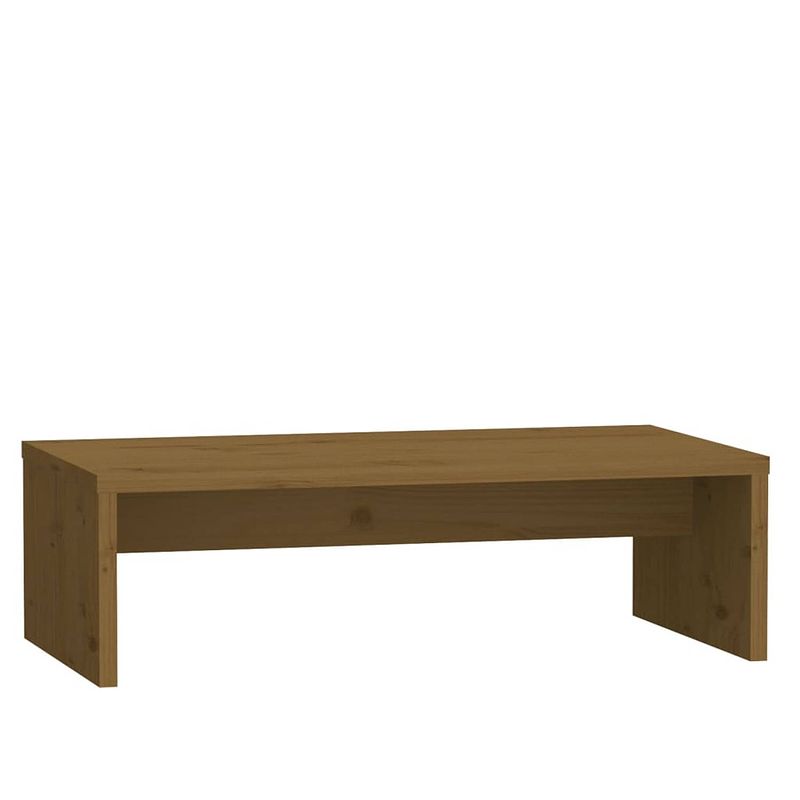 Foto van The living store houten monitorstandaard - 50 x 27 x 15 cm - opbergfunctie - stress verminderend