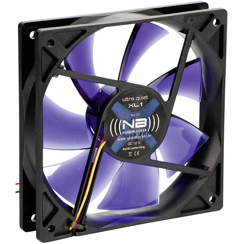 Foto van Noiseblocker blacksilent xl1 pc-ventilator zwart, blauw (transparant) (b x h x d) 120 x 120 x 25 mm