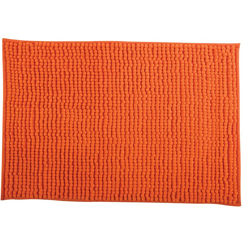 Foto van Msv badkamerkleed/badmat voor op de vloer - oranje - 60 x 90 cm - microvezel - badmatjes