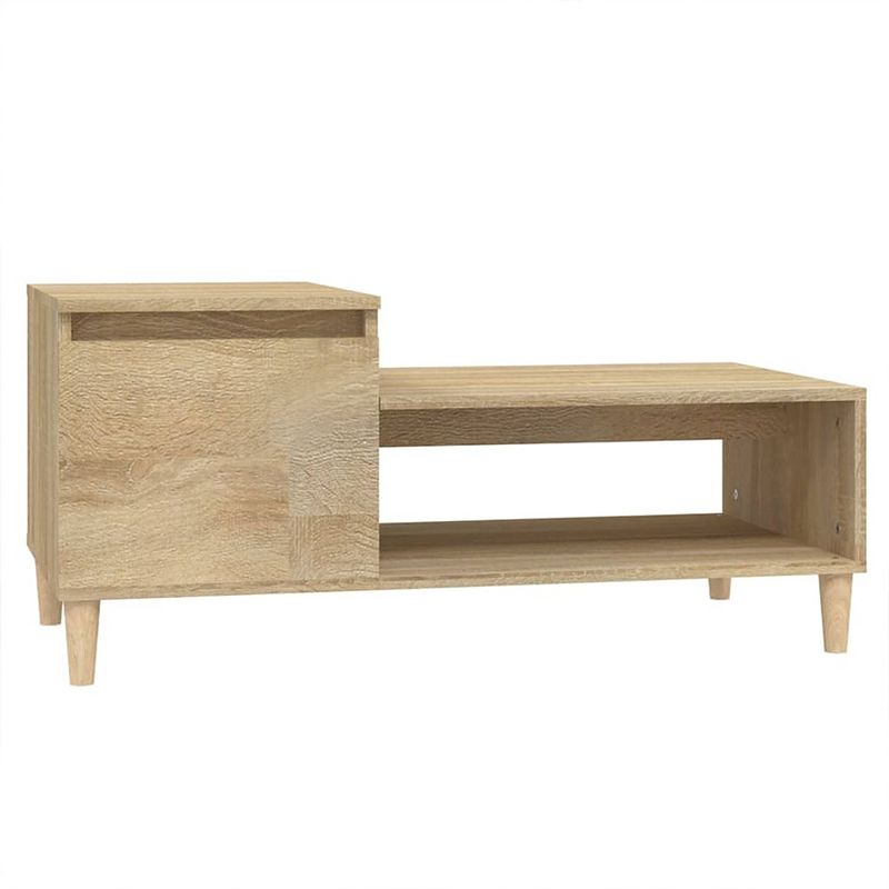 Foto van The living store salontafel - sonoma eiken - 100 x 50 x 45 cm - ruime opbergruimte