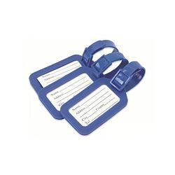 Foto van Bagagelabels - 3 stuks - kofferlabels - blauw - kunststof - makkelijk vast te maken
