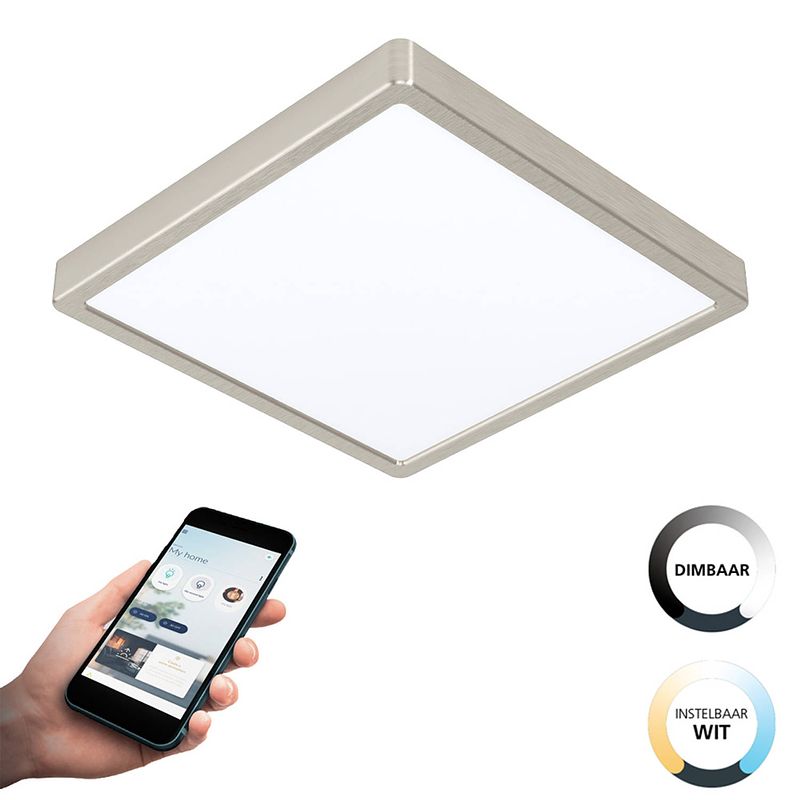 Foto van Eglo connect.z fueva-z smart opbouwlamp - 28,5 cm - grijs/wit - instelbaar wit licht - dimbaar - zigbee