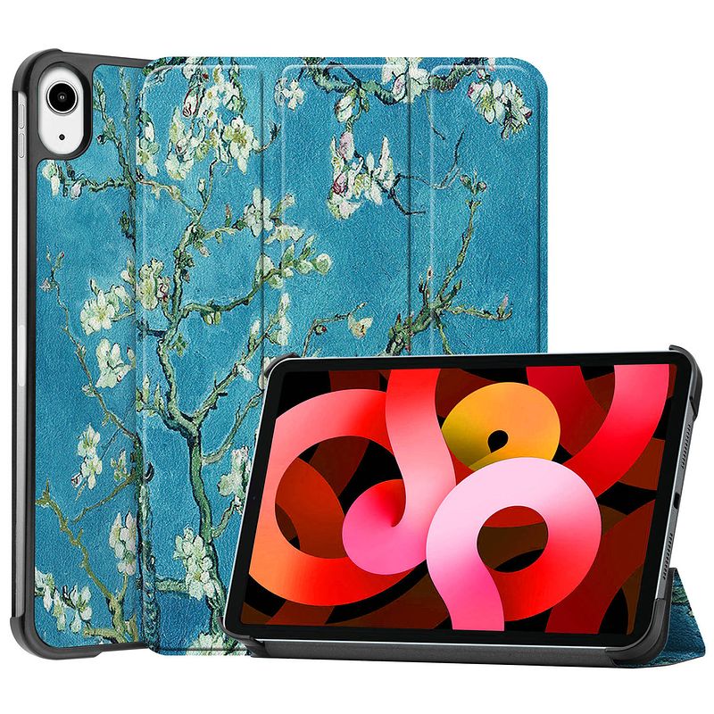 Foto van Basey ipad air 2022 (5e generatie) hoesje kunstleer hoes case cover - blokken