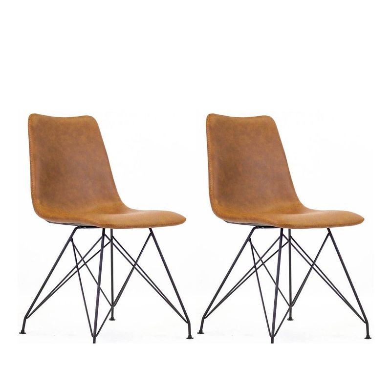 Foto van Set van 2 eetkamerstoelen industrieel viano cognac