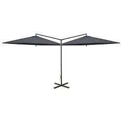 Foto van Vidaxl parasol dubbel met stalen paal 600 cm antracietkleurig