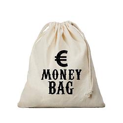 Foto van Canvas geldzak moneybag met euro teken wit 25 x 30 cm verkleedaccessoires - verkleedtassen