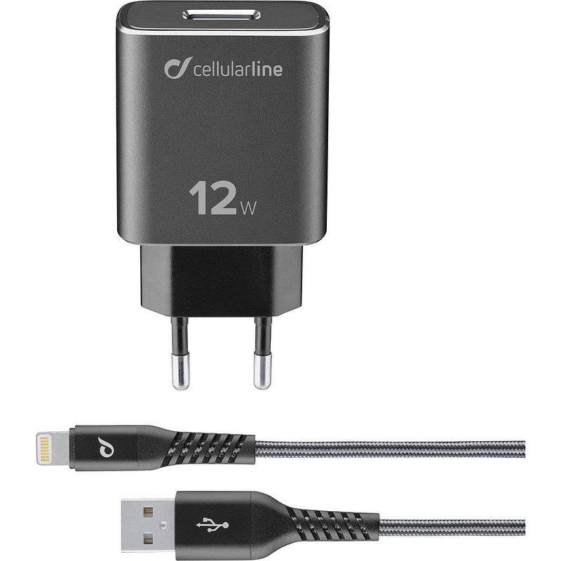 Foto van Cellularline cellularline tetrachkitmfiph2ak usb-oplader thuis 1 x usb 2.0 bus a