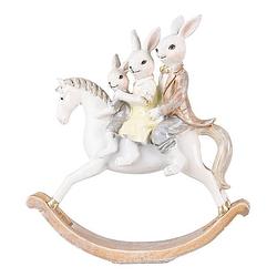Foto van Clayre & eef beeld konijn 20 cm wit bruin kunststof woonaccessoires paashaas pasen wit woonaccessoires paashaas