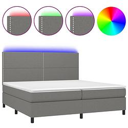 Foto van The living store boxspring donkergrijs 203x200cm - verstelbaar hoofdbord - led verlichting - pocketvering matras -