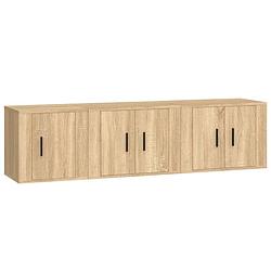 Foto van The living store televisiekastenset sonoma eiken - 2x 57x34.5x40cm + 1x 40x34.5x40cm