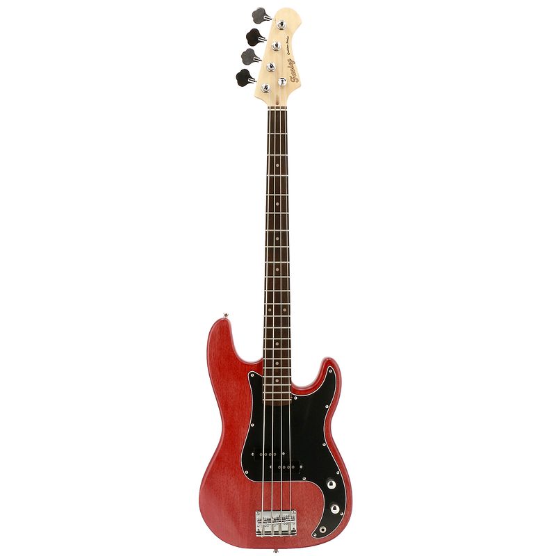 Foto van Fazley outlaw series peacemaker basic red elektrische basgitaar met gigbag