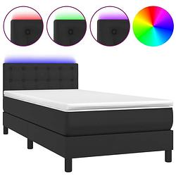 Foto van The living store bed frame met led-verlichting - kunstleren boxspring - 203x90x78/88 cm - zwart