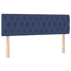 Foto van The living store hoofdbord - 144x7x78/88cm - blauw - stof - hout - schuim