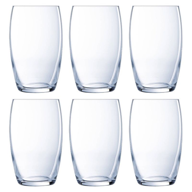 Foto van Luminarc drinkglazen versailles - 6x stuks - glas - 375 ml - waterglazen/sapglazen - drinkglazen