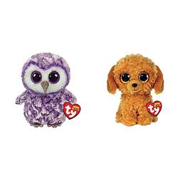 Foto van Ty - knuffel - beanie boo'ss - moonlight owl & golden doodle dog