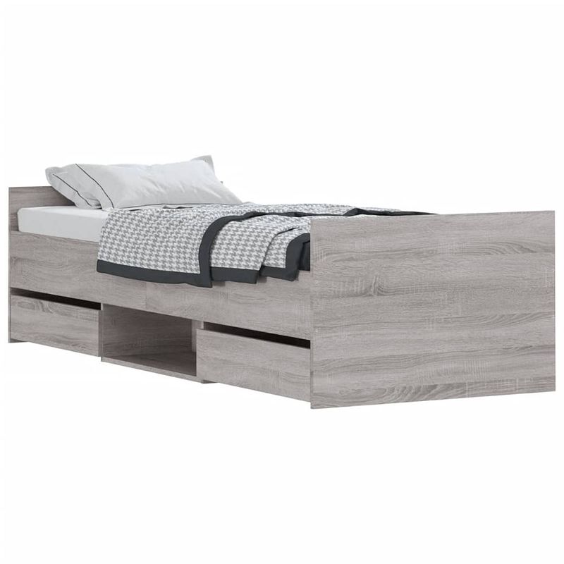 Foto van Vidaxl bedframe met hoofd- en voeteneinde grijs sonoma 75x190 cm