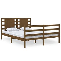 Foto van The living store bedframe - massief grenenhout - houten bedframe - 205.5 x 145.5 x 69.5 cm