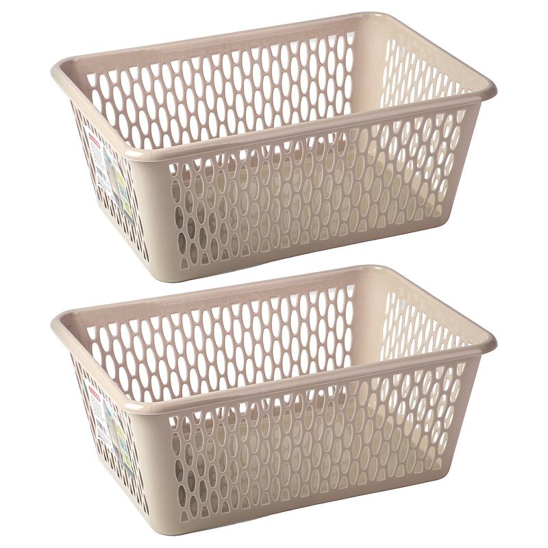 Foto van Plasticforte opbergmand/kastmandje - 2x - 6,5 liter - beige - kunststof - 20 x 30 x 11 cm - opbergbox