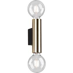 Foto van Led wandlamp - wandverlichting - trion vundon - e27 fitting - 2-lichts - rond - mat goud - aluminium