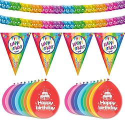 Foto van Verjaardag versiering pakket happy birthday - ballonnen/vlaggetjes/feestslinger - feestpakketten