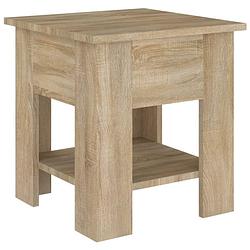 Foto van The living store salontafel 40x40x42 cm bewerkt hout sonoma eikenkleurig - tafel