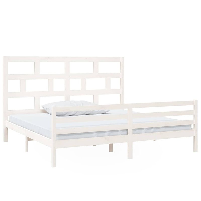 Foto van The living store bedframe grenenhouten - bedframe - 205.5 x 206 x 100 cm - wit