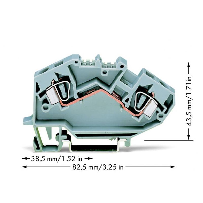 Foto van Wago 782-601 doorgangsklem 8 mm spanveer toewijzing: l grijs 25 stuk(s)