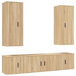 Foto van The living store tv-meubelset sonoma eiken - 2x 40x34.5x100cm - 1x 100x34.5x40cm - 2x 40x34.5x40cm