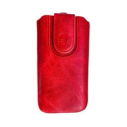 Foto van Hem insteekhoes - geschikt voor iphone 14 pro - rood - suede look - met handig trekkoord en magneetsluiting