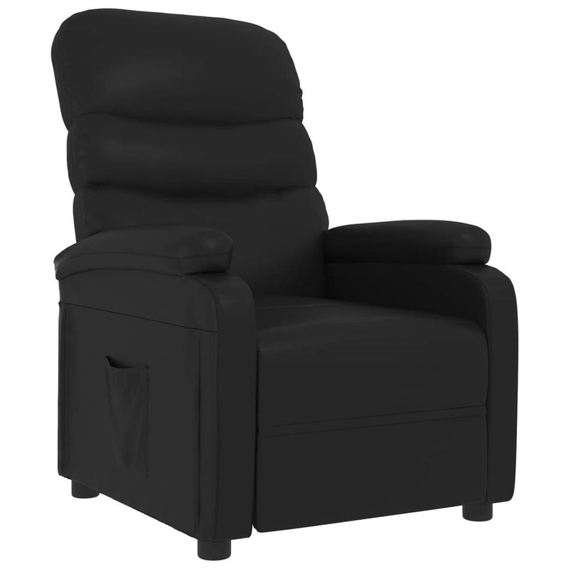 Foto van The living store leunstoel verstelbaar - zwarte kunstleren fauteuil - 72 x 98 x 98 cm (b x d x h) - 110 kg