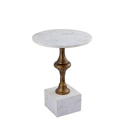 Foto van Ptmd alano white marble side table w alu gold table leg