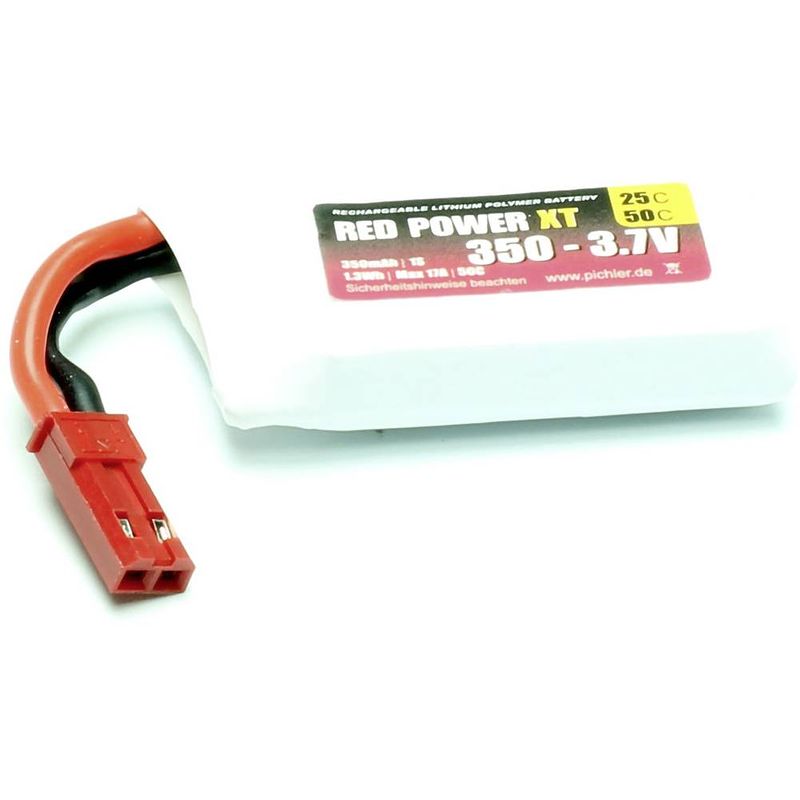 Foto van Red power lipo accupack 3.7 v 350 mah 25 c softcase jst, bec