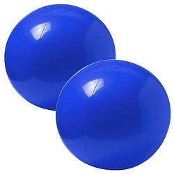 Foto van 2x stuks opblaasbare strandballen extra groot plastic blauw 40 cm - strandballen