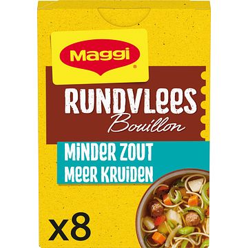 Foto van Maggi minder zout bouillon rundvlees bouillon blokjes pakje 8 ltr. 72g bij jumbo