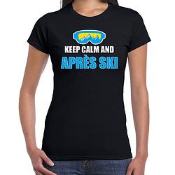 Foto van Apres-ski t-shirt wintersport keep calm zwart voor dames s - feestshirts
