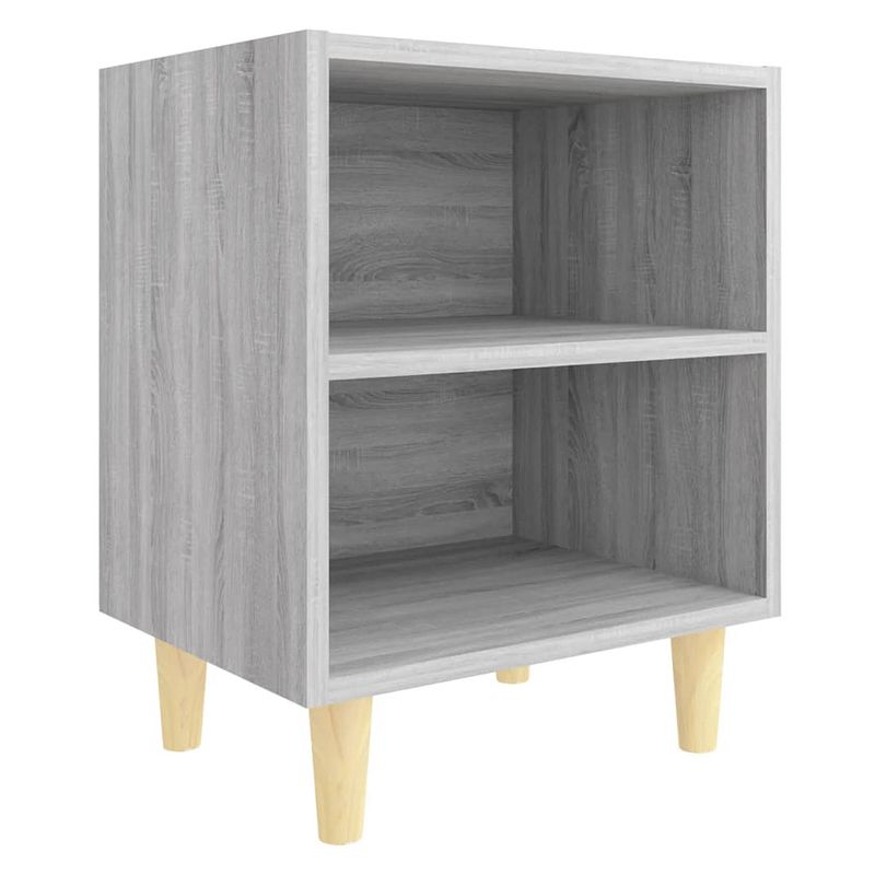 Foto van The living store bedkastje - scandinavische stijl - 2 schappen - grijs sonoma eiken - 40 x 30 x 50 cm - houten poten -