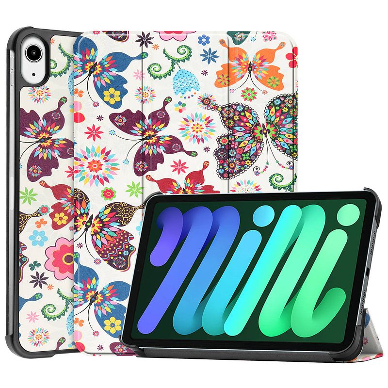 Foto van Basey ipad mini 6 hoesje kunstleer hoes case cover ipad mini 6-vlinders