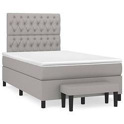 Foto van The living store bedframe - - boxspringbed - 203 x 120 x 118/128 cm - lichtgrijs