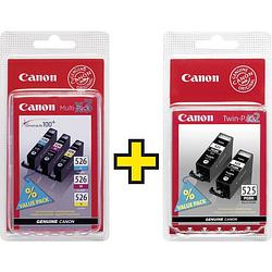Foto van Canon cartridge pgi-525 / cli-526 origineel combipack zwart, cyaan, magenta, geel 4529b010, 4541b009 cartridge multipack