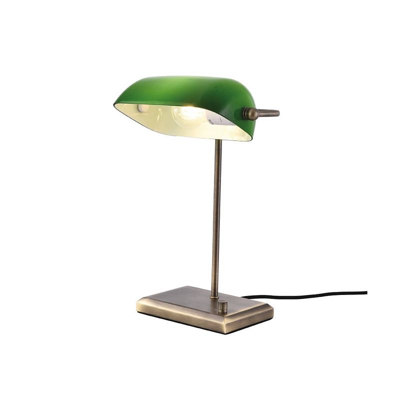 Foto van Lamponline tafellamp bankers h 37 cm brons groen