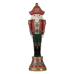 Foto van Haes deco - kerst notenkraker kleur rood, 10x10x36 cm, kerstfiguur - kerstdecoratie