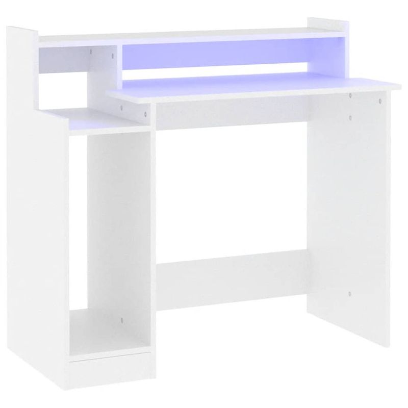 Foto van Vidaxl bureau met led-verlichting 97x45x90 cm bewerkt hout wit