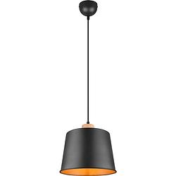 Foto van Led hanglamp - hangverlichting - trion hittal - e27 fitting - 1-lichts - rond - mat zwart - aluminium