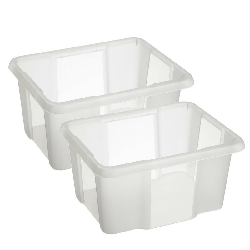 Foto van Sunware opslagbox - 2 stuks - kunststof 24 liter transparant 42 x 33 x 22 cm - opbergbox