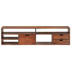 Foto van The living store houten tv-kast - 140 x 30 x 35 cm - acaciahout - 3 lades - 5 open vakken