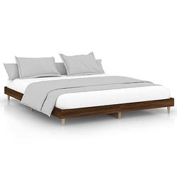 Foto van The living store bedframe - bruineiken - 203 x 163 x 20 cm - multiplex lattenbodem