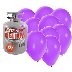 Foto van Helium tank met 50 paarse ballonnen - heliumtank